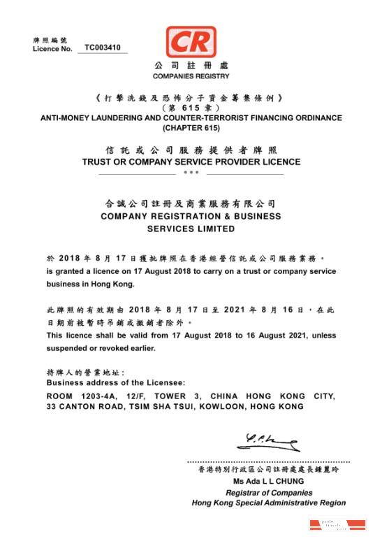 China Trust or Company Service Provider License